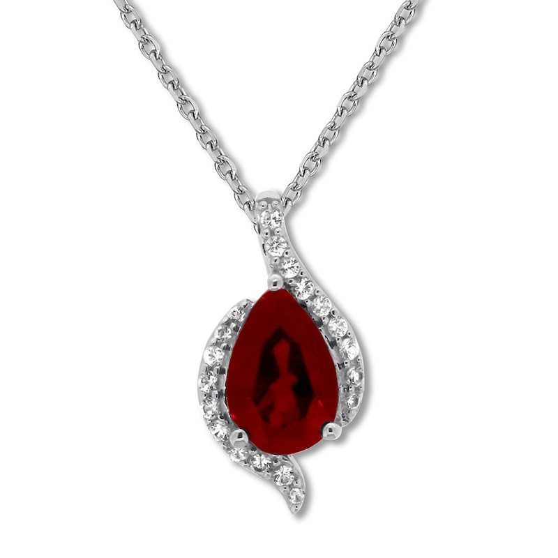 Main Image 1 of Lab-Created Ruby Necklace Lab-Created Sapphires Sterling Silver