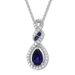 Lab-Created Sapphire Necklace Sterling Silver