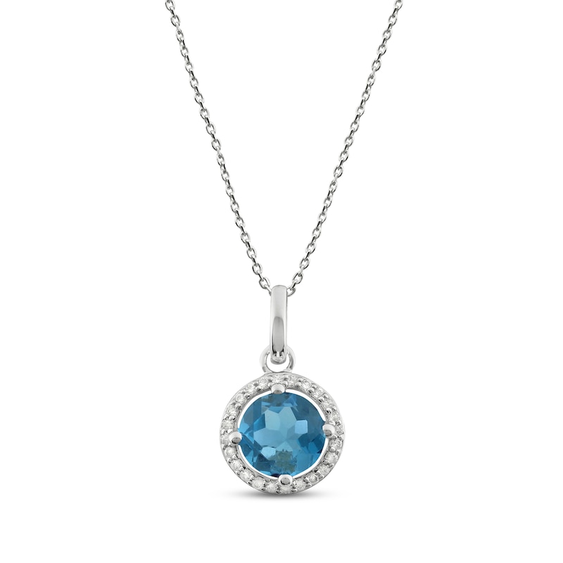 Main Image 1 of Blue Topaz & Lab-Created White Sapphire Necklace 18&quot;