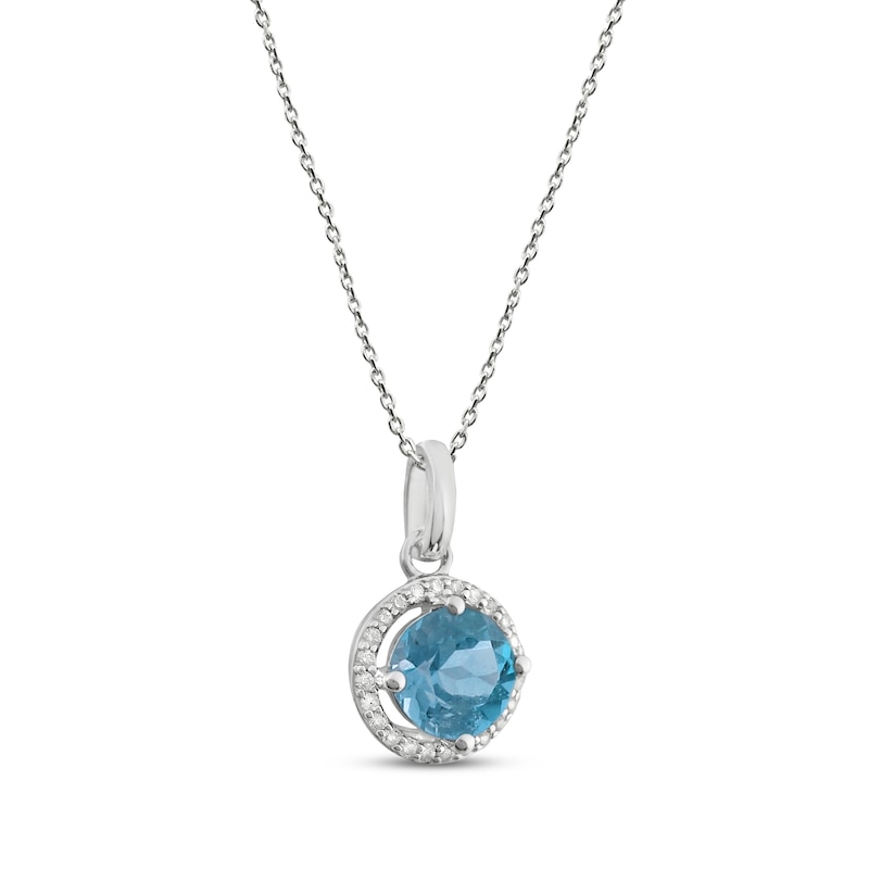 Main Image 2 of Blue Topaz & Lab-Created White Sapphire Necklace 18&quot;