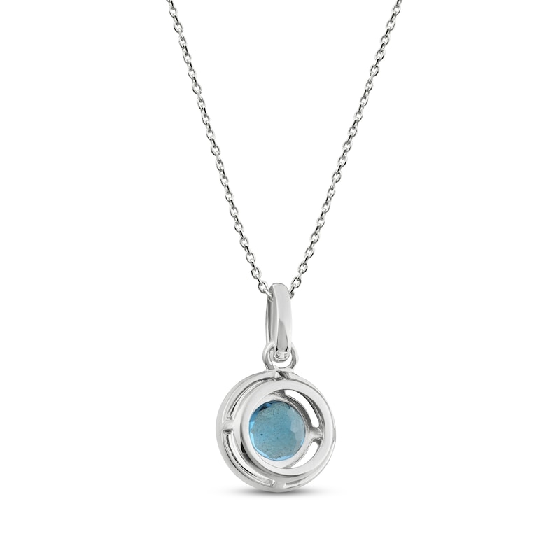 Main Image 3 of Blue Topaz & Lab-Created White Sapphire Necklace 18&quot;