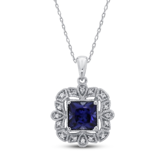 Lab-Created Sapphire Necklace Sterling Silver 18