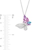 Thumbnail Image 3 of Blue Topaz, Amethyst, Lab-Created Pink Sapphire & Lab-Created White Sapphire Butterfly Necklace Sterling Silver 18&quot;