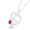 Thumbnail Image 1 of Lab-Created Ruby Heart Necklace Diamond Accent Sterling Silver