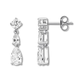 Lab-Created White Sapphire Drop Earrings Sterling Silver