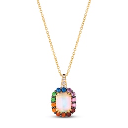 Le Vian Multi-Gemstone Necklace 1/20 ct tw Diamonds 14K Honey Gold 18&quot;