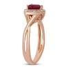 Thumbnail Image 1 of Lab-Created Ruby Heart Ring 1/8 ct tw Diamonds 10K Rose Gold