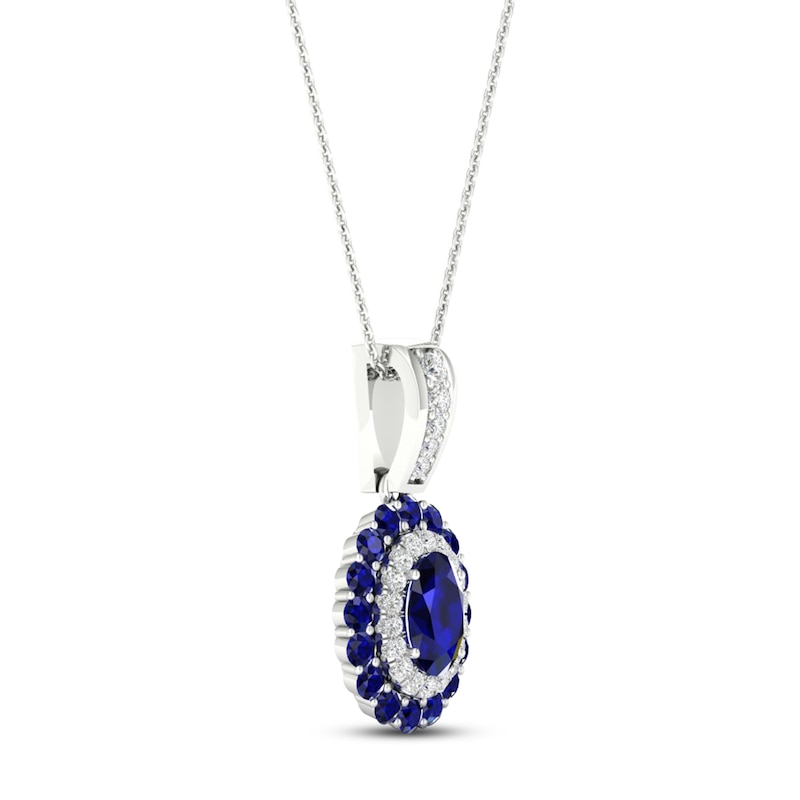 Main Image 2 of Sapphire & Diamond Necklace 1/15 ct tw 10K White Gold 18&quot;