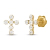 Thumbnail Image 1 of Children's White Lab-Created Sapphire Cross Earrings 14K Yellow Gold