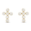 Thumbnail Image 3 of Children's White Lab-Created Sapphire Cross Earrings 14K Yellow Gold