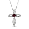 Thumbnail Image 1 of Lab-Created Ruby & White Lab-Created Sapphire Cross Necklace Sterling Silver 18&quot;