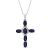 Thumbnail Image 1 of Blue & White Lab-Created Sapphire Cross Necklace Sterling Silver 18&quot;