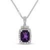 Thumbnail Image 1 of Amethyst & White Lab-Created Sapphire Necklace Sterling Silver 18&quot;