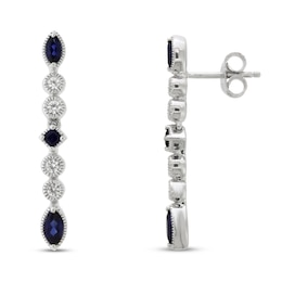 Lab-Created Blue Sapphire & Lab-Created White Sapphire Drop Earrings Sterling Silver