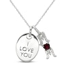 Thumbnail Image 0 of Lab-Created Ruby & White Lab-Created Sapphire 'I Love You Mom' Necklace Sterling Silver 18"