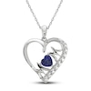 Thumbnail Image 1 of Blue & White Lab-Created Sapphire 'Mom' Heart Necklace Sterling Silver 18&quot;