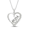 Thumbnail Image 0 of White Lab-Created Sapphire 'Mom' Heart Necklace Sterling Silver 18"