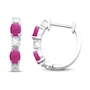 Thumbnail Image 1 of Lab-Created Ruby & Lab-Created White Sapphire Hoop Earrings Sterling Silver