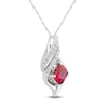 Thumbnail Image 2 of Lab-Created Ruby & White Lab-Created Sapphire Necklace Sterling Silver 18&quot;