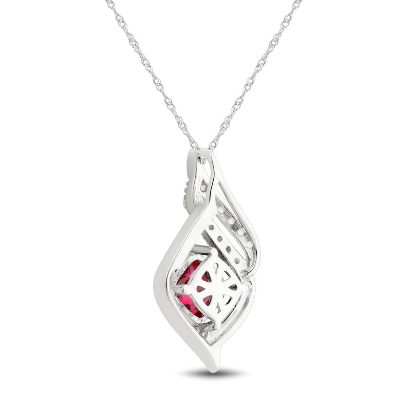 Main Image 3 of Lab-Created Ruby & White Lab-Created Sapphire Necklace Sterling Silver 18&quot;