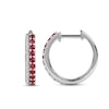 Thumbnail Image 3 of Lab-Created Ruby & White Lab-Created Sapphire Hoop Earrings Sterling Silver