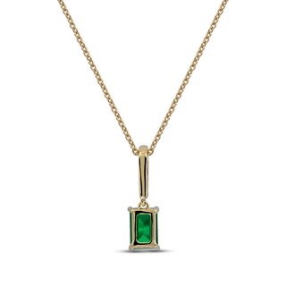 Emerald & Diamond Accent Necklace 10K Yellow Gold 18