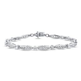 White Lab-Created Sapphire Bracelet Sterling SIlver 7.25&quot;