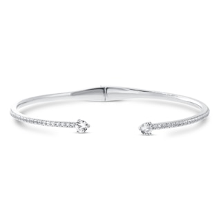 White Lab-Created Sapphire Cuff Bracelet Sterling Silver | Kay