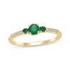 Thumbnail Image 1 of Emerald & 1/20 ct tw Diamond 3-Stone Ring 10K Yellow Gold