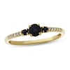 Thumbnail Image 1 of Blue Sapphire & 1/20 ct tw Diamond 3-Stone Ring 10K Yellow Gold