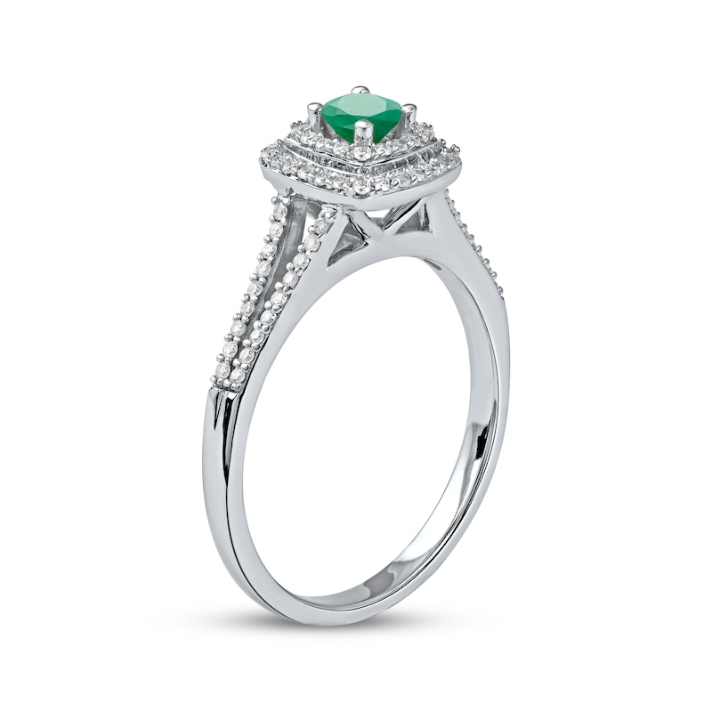 Emerald & Diamond Ring 1/4 ct tw 10K White Gold