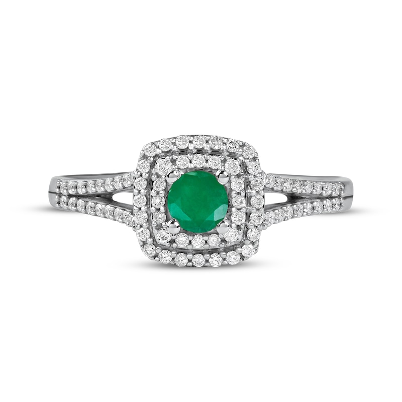 Emerald & Diamond Ring 1/4 ct tw 10K White Gold