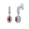 Thumbnail Image 1 of Lab-Created Ruby & White Lab-Created Sapphire Dangle Earrings Sterling Silver