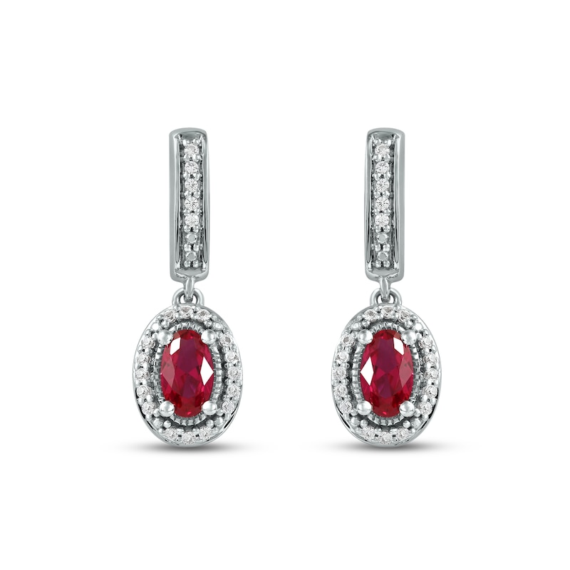 Lab-Created Ruby & White Lab-Created Sapphire Dangle Earrings Sterling ...