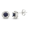 Thumbnail Image 0 of Certified Blue Sapphire & Diamond Earrings 1/8 ct tw 14K White Gold