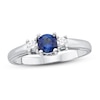 Thumbnail Image 1 of Certified Blue Sapphire & Diamond Ring 1/8 ct tw 14K White Gold