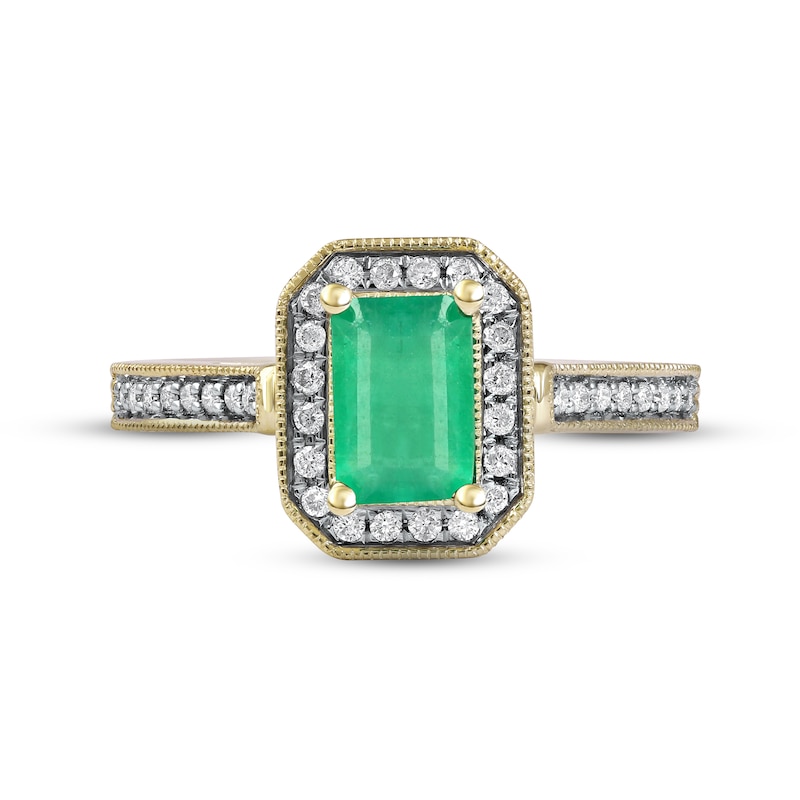 Lab-Created Emerald Ring, Earring & Necklace Set 1/5 ct tw Diamonds 10K  Yellow Gold