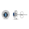 Thumbnail Image 1 of Blue Sapphire & Diamond Halo Earrings 1/5 ct tw 10K White Gold