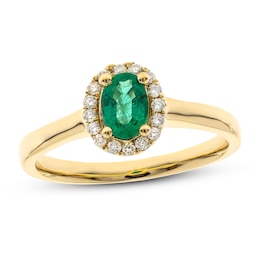 Emerald & Diamond Ring 1/8 ct tw 10K Yellow Gold