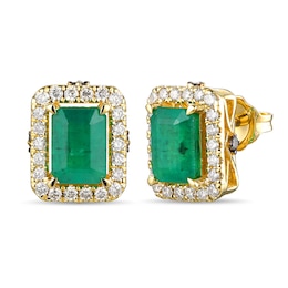 Le Vian Emerald & Diamond Earrings 3/8 ct tw 14K Honey Gold