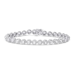 White Lab-Created Sapphire Fashion Bracelet Sterling Silver 7.5&quot;
