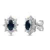Thumbnail Image 0 of Blue Sapphire & Diamond Burst Earrings 1/8 ct tw 10K White Gold
