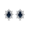 Thumbnail Image 1 of Blue Sapphire & Diamond Burst Earrings 1/8 ct tw 10K White Gold