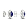 Thumbnail Image 3 of Blue Sapphire & Diamond Burst Earrings 1/8 ct tw 10K White Gold