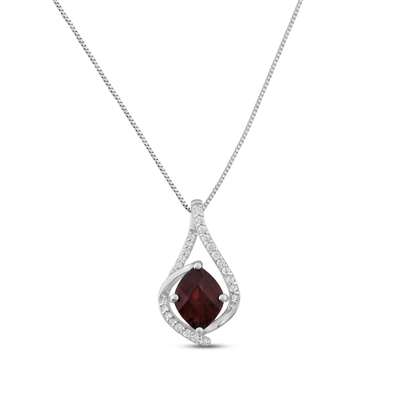 Lab-Created Ruby & White Lab-Created Sapphire Necklace Sterling Silver 18