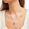 Thumbnail Image 2 of Blue Lab-Created Sapphire & Diamond Heart Necklace Sterling Silver 18"