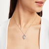 Thumbnail Image 1 of White Lab-Created Sapphire & Diamond Heart Necklace Sterling Silver 18"