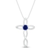Thumbnail Image 0 of Blue & White Lab-Created Sapphire Cross Necklace Sterling Silver 18"