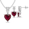 Thumbnail Image 0 of Lab-Created Ruby & White Lab-Created Sapphire Heart Boxed Set Sterling Silver