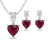 Thumbnail Image 1 of Lab-Created Ruby & White Lab-Created Sapphire Heart Boxed Set Sterling Silver